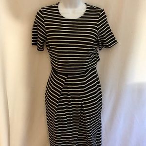 Asos knit striped dress with front pleats on  skirt